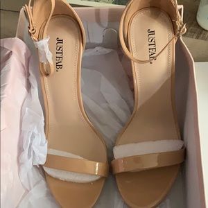Nude Patent leather dress sandals 5INCH heel